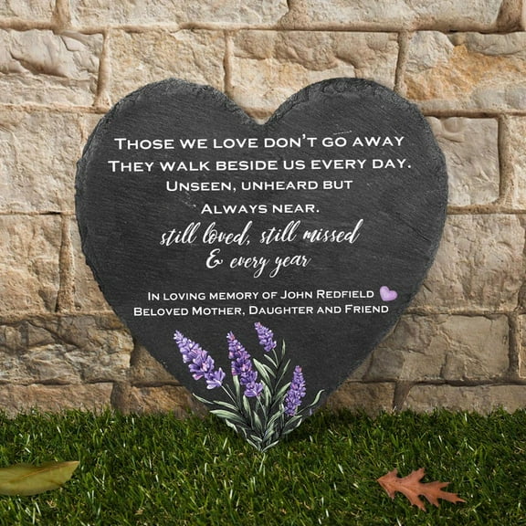 Memorial Personalized Garden Stone – Custom In Loving Memory Gift, Slate Grave Marker for Loss of Mother or Father, Sympathy & Bereavement Gift