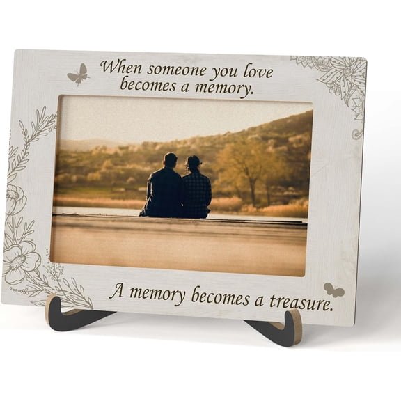 Memorial Photo Frame - When Someone You Love Becomes a Memory Bereavement Wooden Tabletop Picture Frame with Stand - Memorial Gift for Loss of Loved One - Sympathy Gifts Home Office Decor -A51