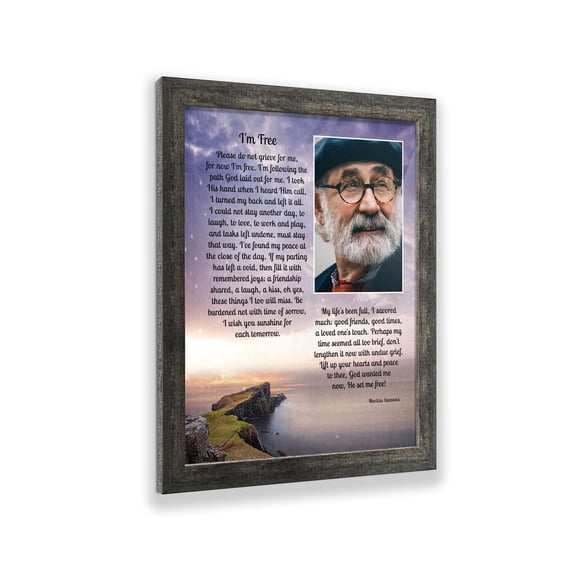 Memorial Picture Frames for Sympathy Gift Baskets, Memorial Gifts for Loss of Mother, Bereavement Gifts, Condolence Card Sympathy Gifts for Loss of Father, "I'm Free" Photo Frame, 5033BW