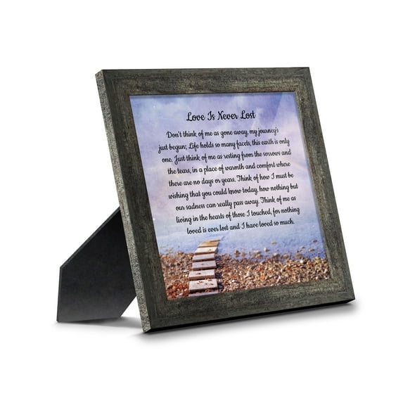 Memorial Picture Frames Sympathy Gift, Condolence Card, Photo Frames for Sympathy Gift Baskets, Bereavement Gifts In Memory of Loved One, Memories Wall Decor, Love is Never Lost Framed Poem, 8675BW