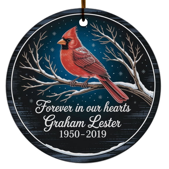 Memorial Red Cardinal Christmas Ornament 2025, Forin Our Hearts Cardinal Christmas Ornament Keepsake, Custom Name Text Year Memorial Anniversary Christmas Ornament Gift