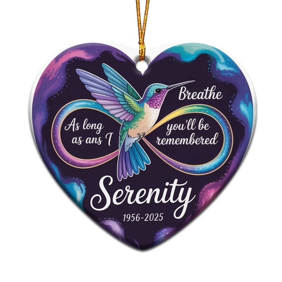 Memorial Remembering Missing You Christmas Ornament 2025, As Long I Breathe You'll Be Remembered Christmas Ornament