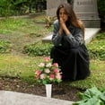 thumbnail image 1 of Memorial Rose Bouquet with Vase - Artificial Silk Flower Arrangement for Cemetery, Gravesite Decor, and Sympathy Tributes (1 Set), 1 of 7