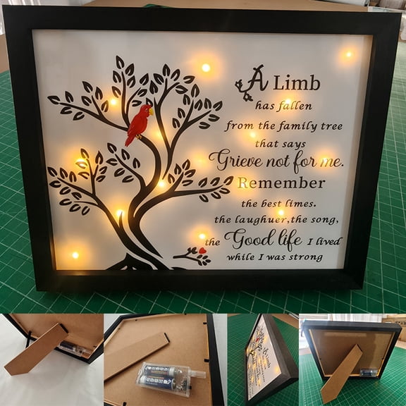 Memorial Shadow Box Frame with LED Lights and Family Tree Design