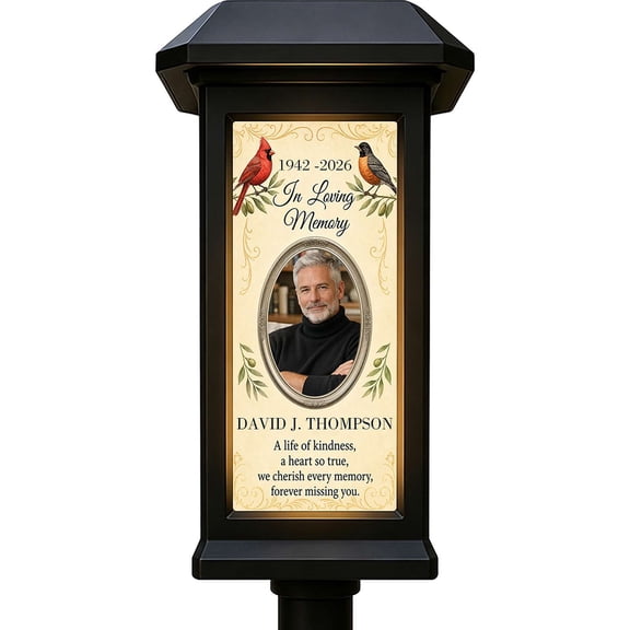 Memorial Solar Lights with Custom Photo Name Garden Light Cemetery Grave