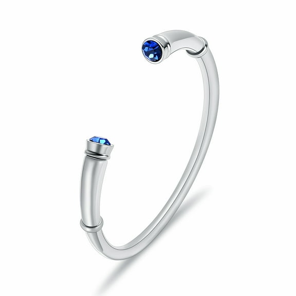 Memorial Stainless Steel Bangle with Blue Birthstone Cremation Jewelry for Ashes Funeral Urns Bracelet