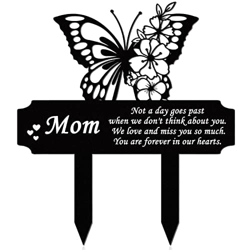Memorial Stakes Grave Decorations for Cemetery Grave Plaque Markers Memorial Plaques Sympathy Garden Waterproof Stake Garden Cemetery Decorations for Yard (Flower Mom)