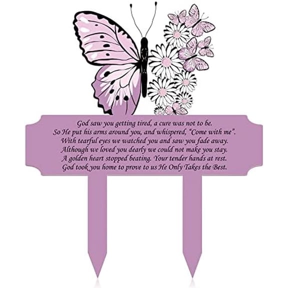 Memorial Stakes Grave Decorations for Mother's Day Cemetery Grave Plaque Stake Marker Metal Memorial Plaques Sympathy Waterproof Garden Cemetery Decoration Yard Outdoor(Butterfly)