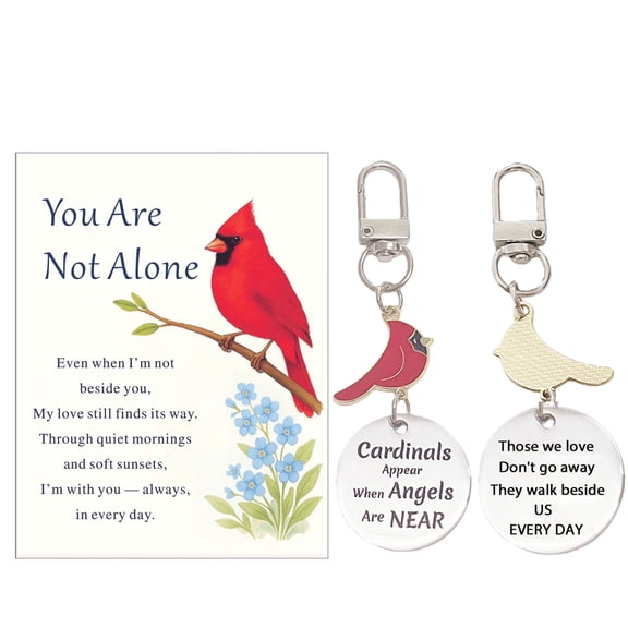 Memorial Sympathy Gift for Loss of Loved One Dad Mom Brother Son Cardinals Keychain with Greeting Card