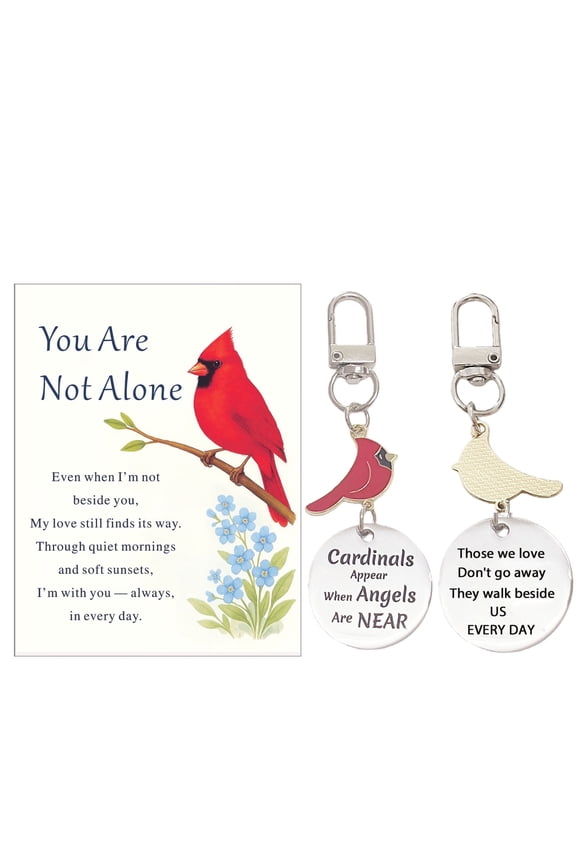 Memorial Sympathy Gift for Loss of Loved One Dad Mom Brother Son Cardinals Keychain with Greeting Card