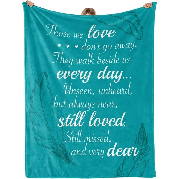 Memorial Sympathy Gifts for Loss of Loved One Mom Dad, Bereavement Gift Ideas, Best Bereavement Gifts, Hugs from Heaven Memorial Sympathy Throw Blanket for Couch 60" x 50" - Grey Green