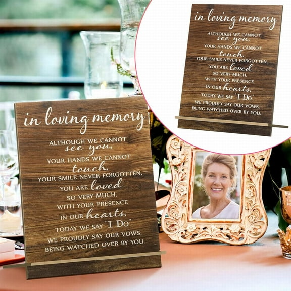 Memorial Table Sign for Wedding, Acrylic Wooden Wedding Reception Signs, Sympathy Gift in Loving Memory Wedding Sign, Wedding Memorial Signs for Wedding Gift Anniversaries Reunions (Classic)