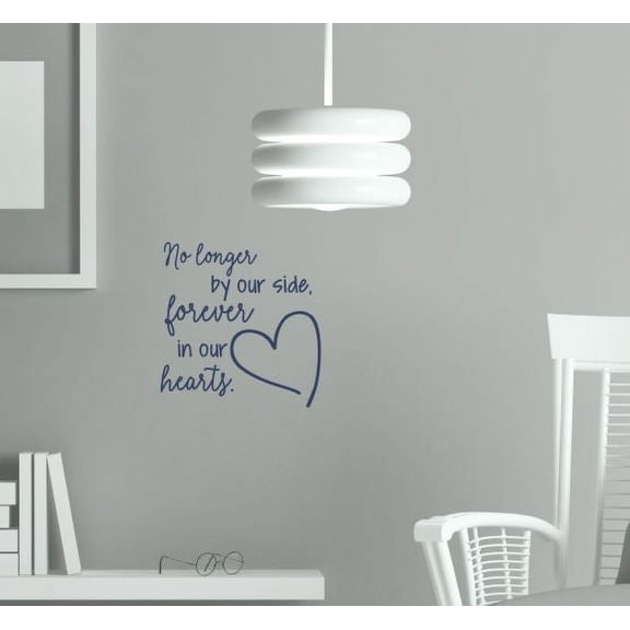 Memorial Wall Decor Forever In Our Hearts Quote Family Stickers Decals 11x11.5-Inch Deep Blue