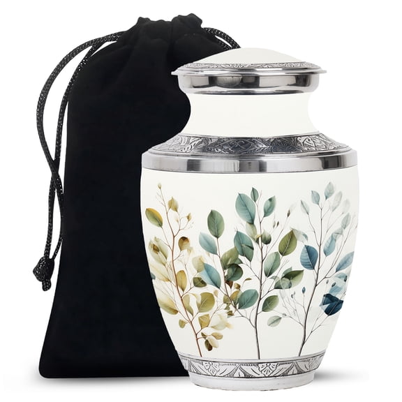 Memorial White Forest Urns For Human Ashes Adult Men And Women - Large Forest Urn For Human Ashes Adult Mom And Dad - Burial Gift For Decorative - 10Inch And 200Lbs Include Velvet Bag