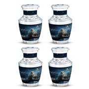 Memorial White Owl Sitting White Flower Tree Urn For Cremation Human Ashes - Cremation Urns For Ashes For Men & Women - Mini Urns For Ashes - Keepsake Urns For Human Ashes Size - 3Inch, 1Pcs