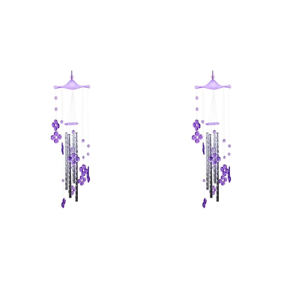 Memorial Wind Chime Outdoor Wind Chime Unique Tuning Relax Soothing Melody Sympathy Wind Chime for Mom and Dad Garden Patio Patio Porch Home Decor, 30.7 inch, purple 2PCS