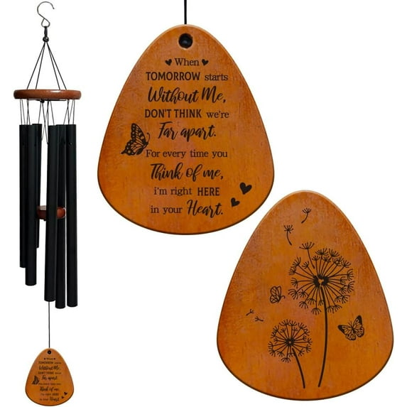 Memorial Wind Chimes Dandelion Butterfly Wind Chimes Sympathy Wind Chimes for Outdoor Deep Tone with 6 Tuned Tubes Memorial Gifts Wind Chime for Garden Home Yard Hanging Decorations