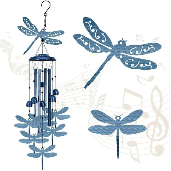 Memorial Wind Chimes Gragonfly Wind Chimes for Outside Wind Bell Sympathy Gifts for Loss of Loved One Home Garden Patio Outdoor Porch Yard Beach Terrace Hanging Decoration 35in