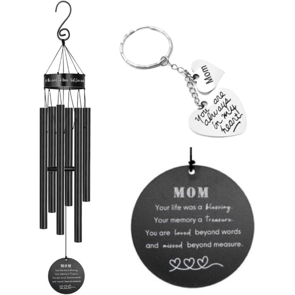 Memorial Wind Chimes for Loss of Loved One Prime, Outdoor Memory Chimes Mom, Dad, Grandma, Husband, Personalized Bereavement Windchimes, Sympathy Remembrance Chime, Windchime Gift (Mom Memorial)