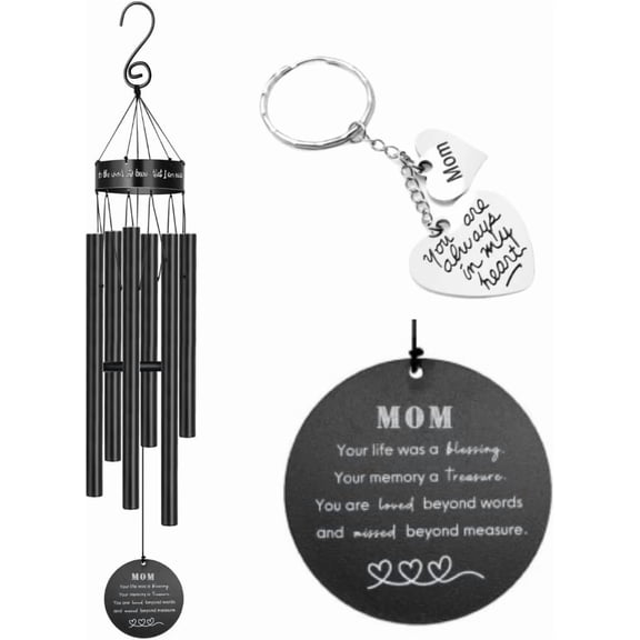 Memorial Wind Chimes for Loss of Loved One Prime, Outdoor Memory Chimes Mom, Dad, Grandma, Husband, Personalized Bereavement Windchimes, Sympathy Remembrance Chime, Windchime Gift (Mom Memorial)