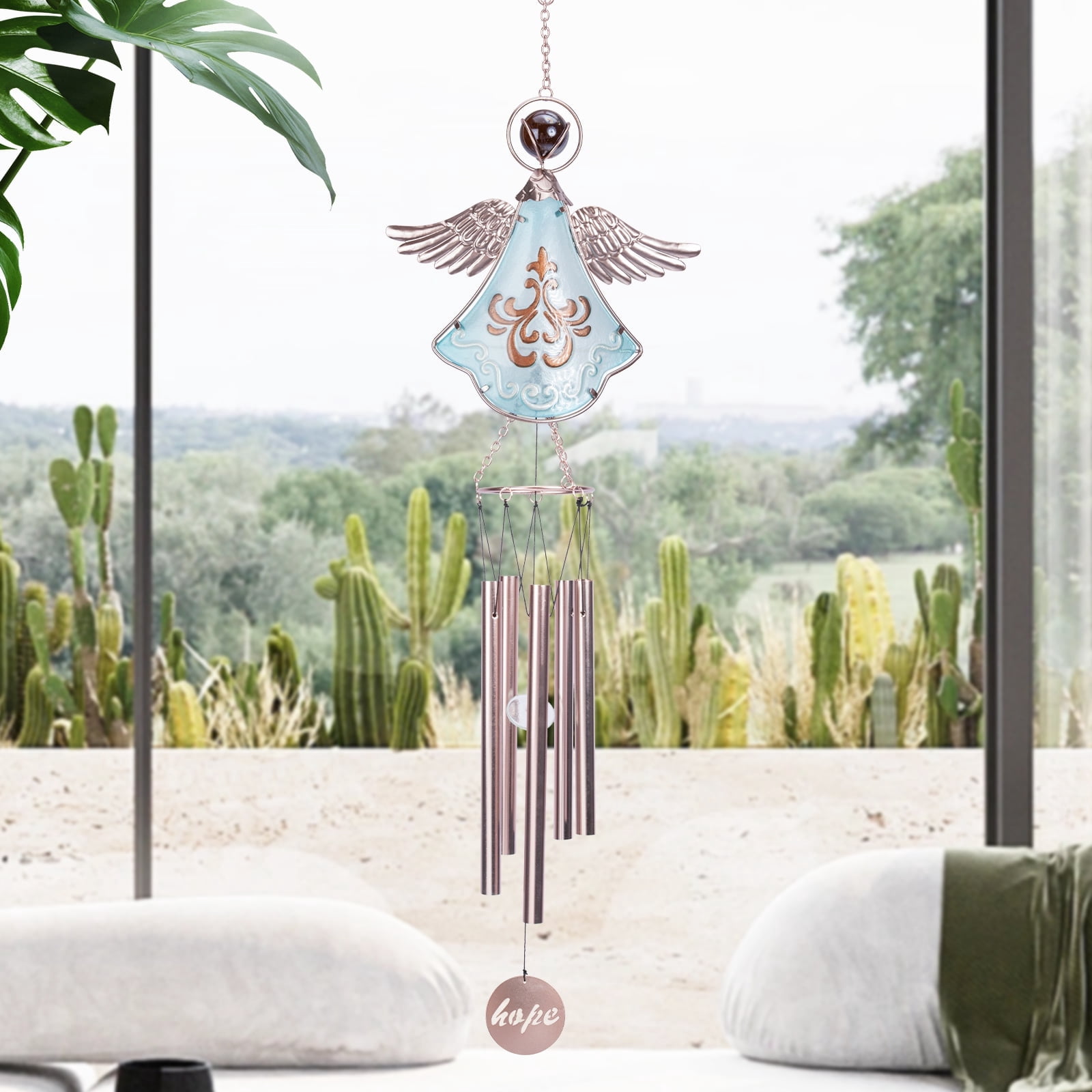 Memorial Wind Chimes Outdoor with 5 Tuned Tubes, Angel Wind Chimes for Garden Patio Balcony and Home Decor
