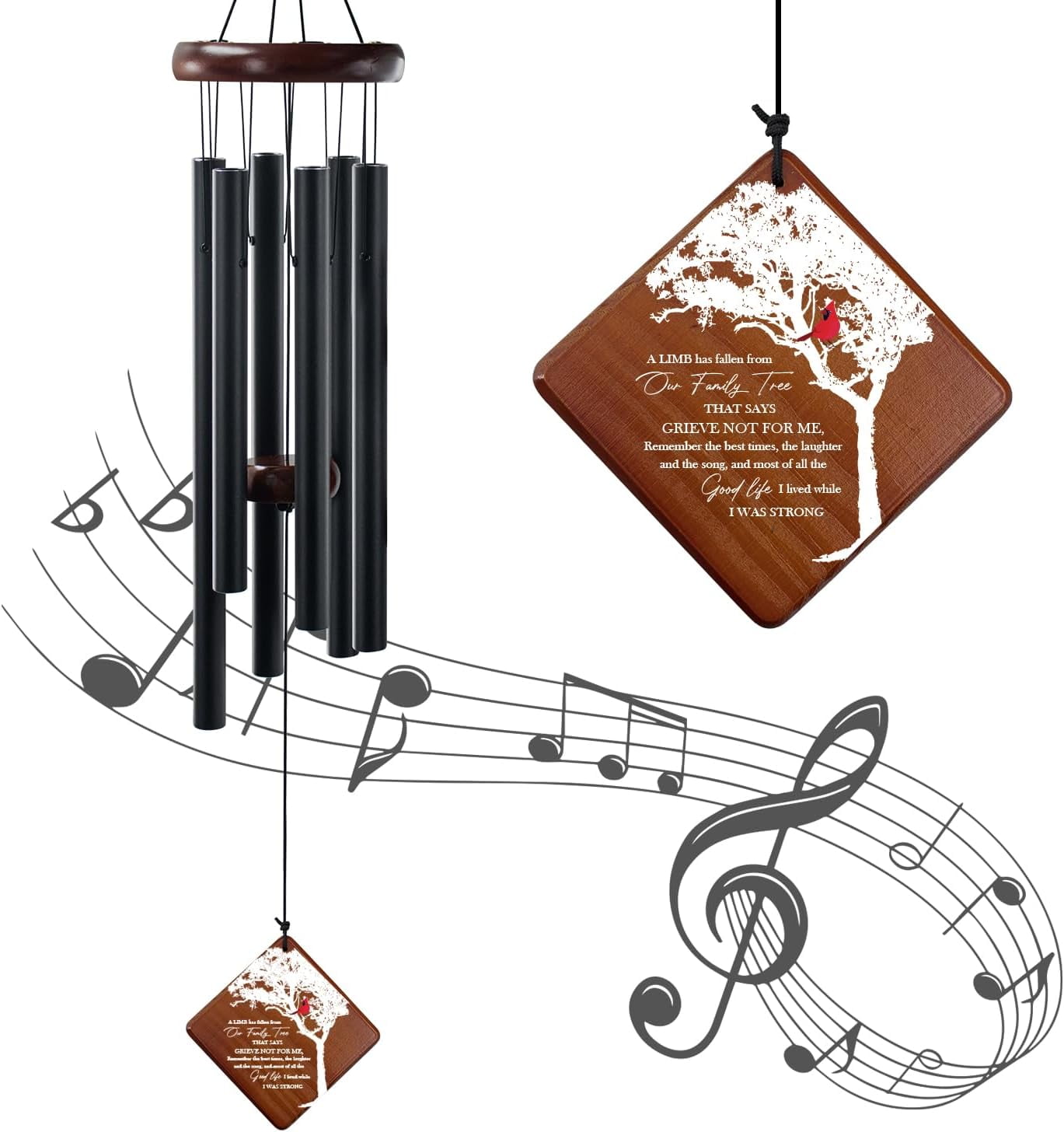 Memorial Wind Chimes for Outside, Sympathy Gifts for Loss of Loved One, Windchimes in Memory of Dad or Mom, Bereavement Outdoor Classic Cardinal Chimes for Garden, Patio Decoration
