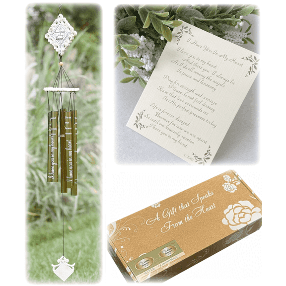 Memorial Wind Chimes Sympathy Gift with Condolence Card by Loving Memories - 35" tall