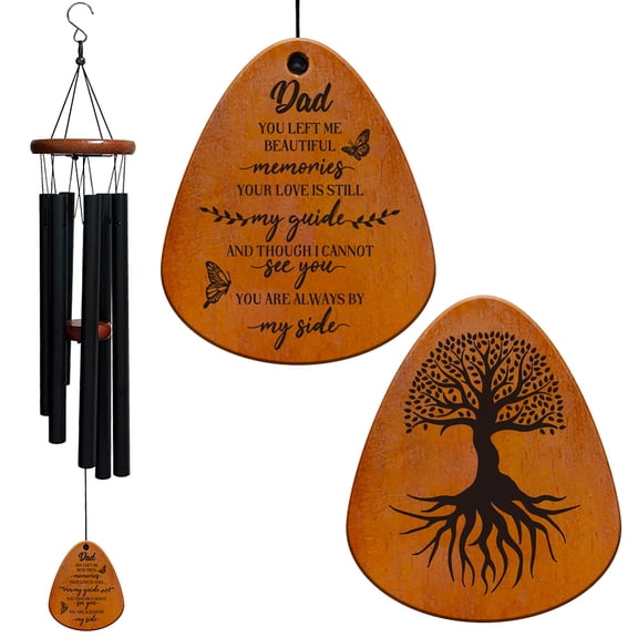 Memorial Wind Chimes Tree of Life Wind Chimes Sympathy Wind Chimes for Outdoor Deep Tone with 6 Tuned Tubes Memorial Gifts Wind Chime for Garden