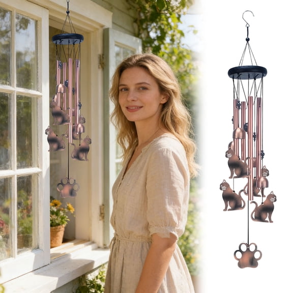 Memorial Wind Chimes for Outdoor Home Use with Calming Tones And Sounds for Animal Memorials And Lovers,65 cm,Rose Gold2