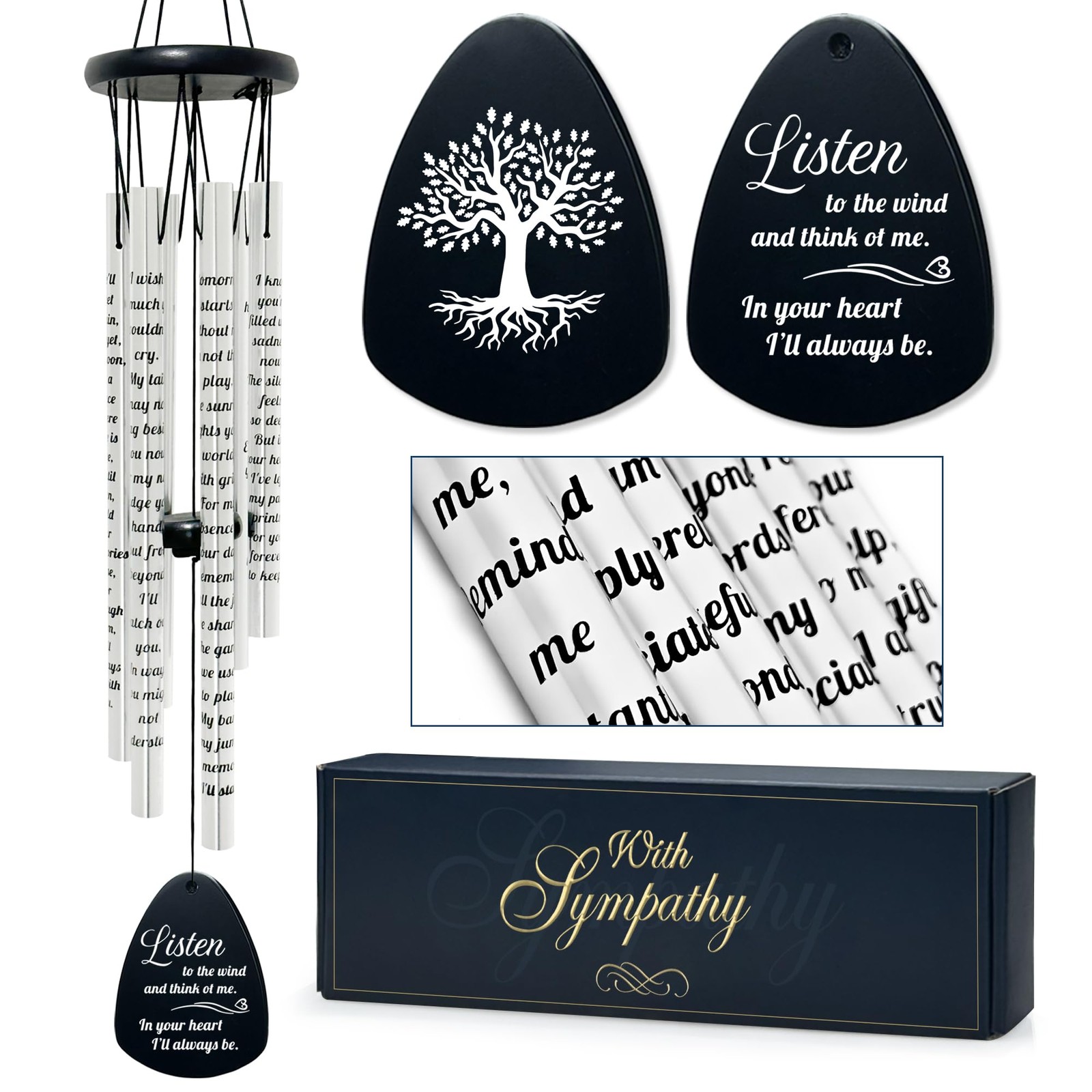 Memorial Wind Chimes with Sympathy Message for Loss of Loved One ...