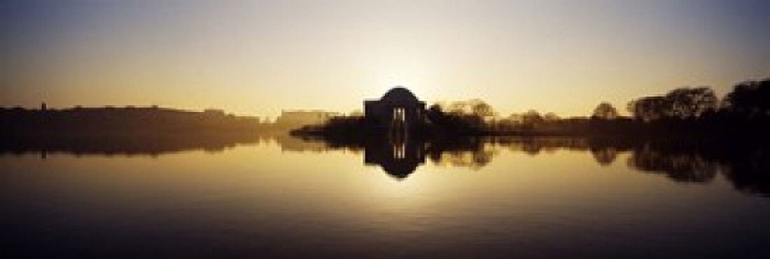 Memorial at the waterfront Jefferson Memorial Tidal Basin Potomac River Washington DC USA Canvas Art - Panoramic Images (18 x 6)
