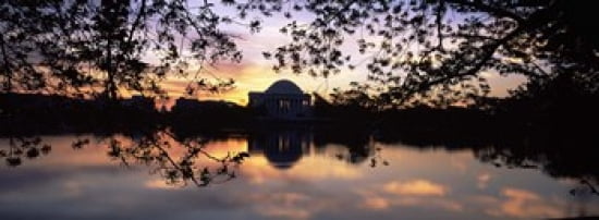 Memorial at the waterfront Jefferson Memorial Tidal Basin Potomac River Washington DC USA Canvas Art - Panoramic Images (36 x 13)