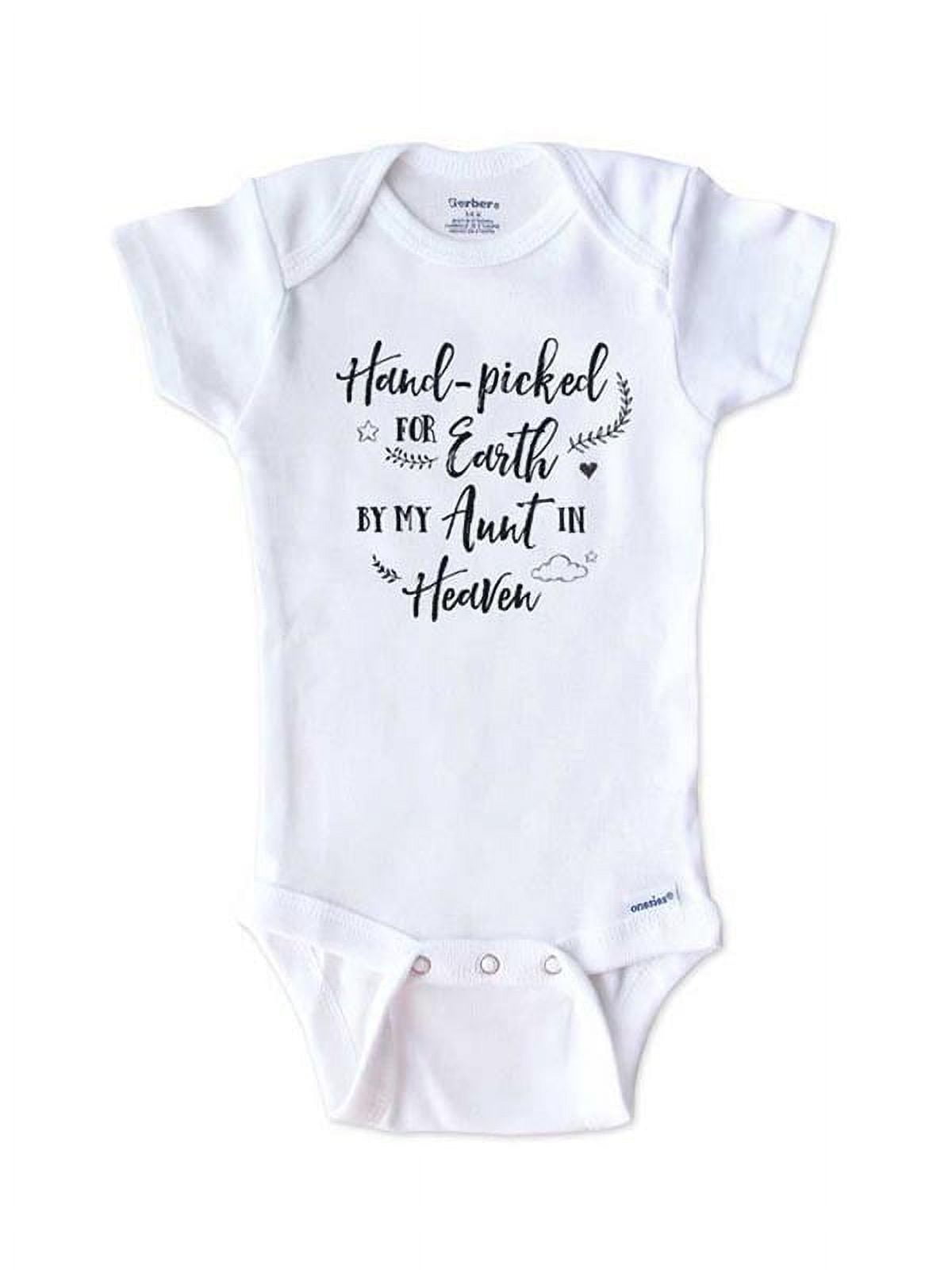 Memorial baby onesie - Hand-picked for Earth by my Aunt in Heaven - surprise baby birth pregnancy announcement - White 3-6 Months