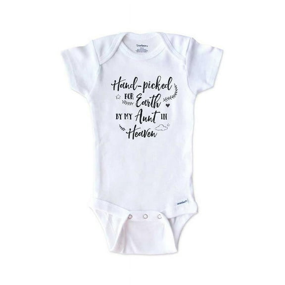 Memorial baby onesie - Hand-picked for Earth by my Aunt in Heaven - surprise baby birth pregnancy announcement - White 3-6 Months