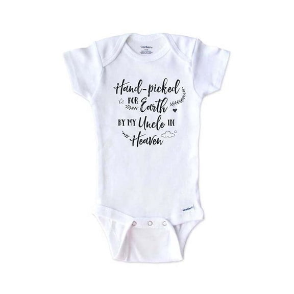 Memorial baby onesie - Hand-picked for Earth by my Uncle in Heaven - surprise baby birth pregnancy announcement - White 3-6 Months