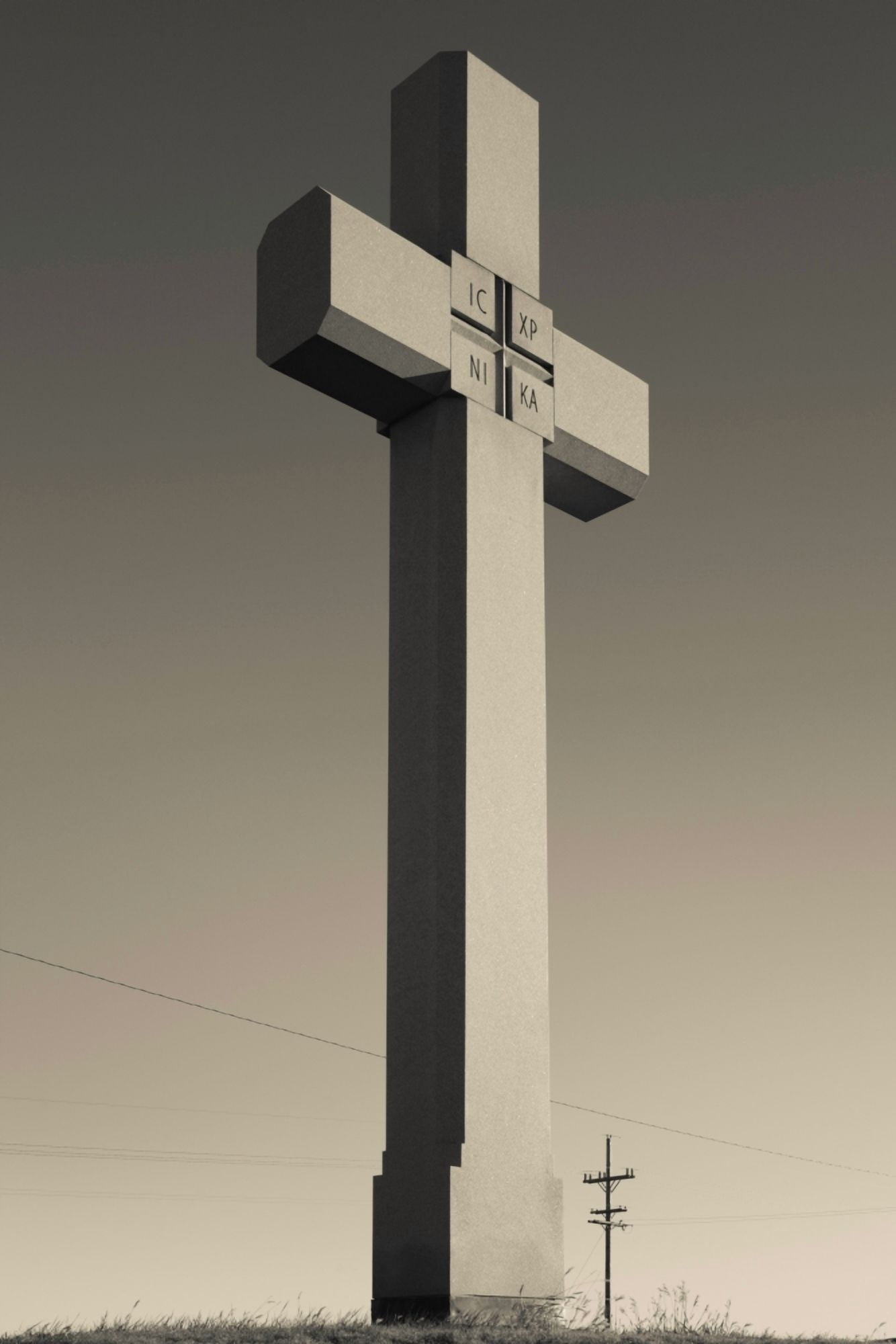 Memorial cross to Spanish Father Juan de Padilla Lyons Rice County Kansas USA Canvas Art - Panoramic Images (24 x 36)