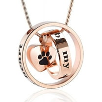 Memorial jewelry Forever In My Heart,No Longer By My Side Pet Cremation Jewelry For Ashes Of Dog/Cat Funeral Keepsake Urn Necklace Paw Print Memorial Necklace