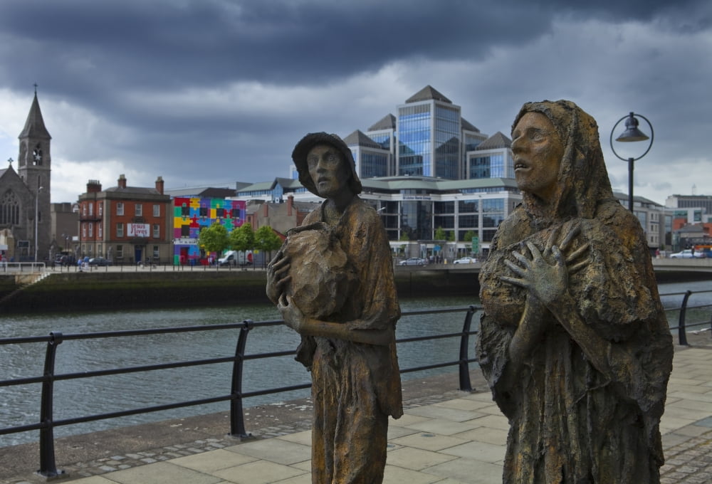 Memorial to the Famine Victims Near the Customs House on the River Liffey Dublin City Ireland Canvas Art - Panoramic Images (9 x 27)