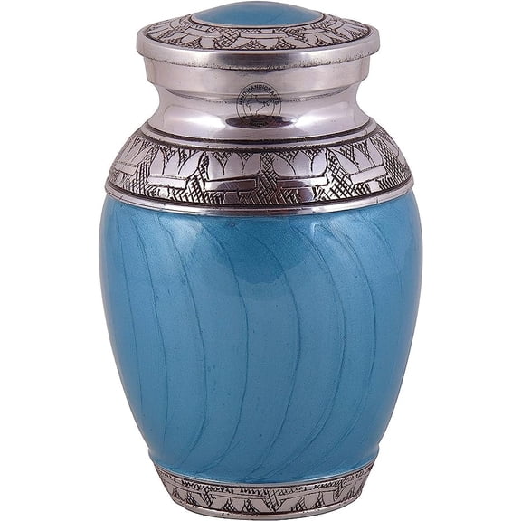 Memorials Silver Linings Sky Blue Keepsake Cremation Urn for Human Ashes BAG INCLUDED (Keepsake - 45 lb. or Cubic Inches)
