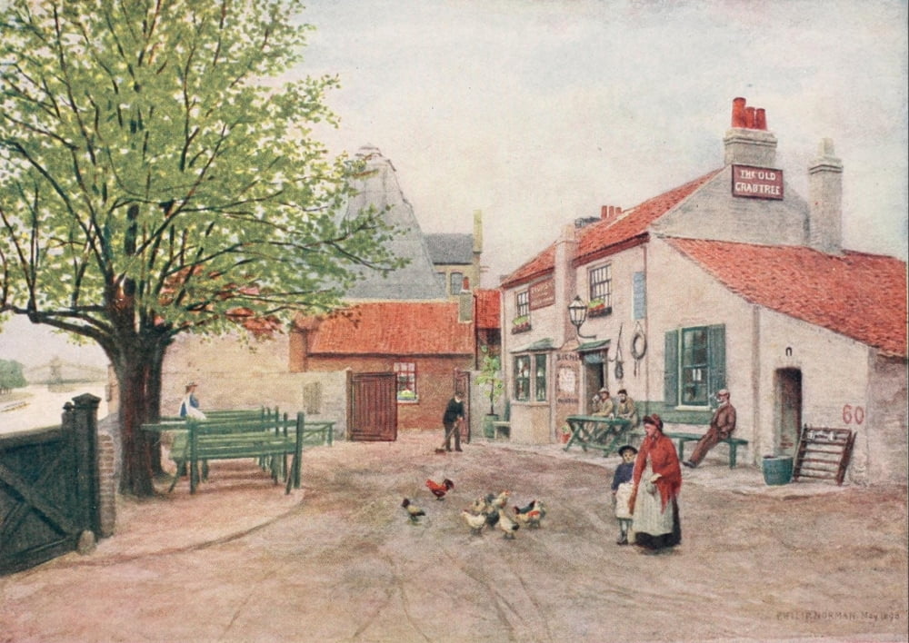 Memorials of Old London 1908 Crab Tree Inn Hammersmith Canvas Art - Philip Norman (18 x 24)