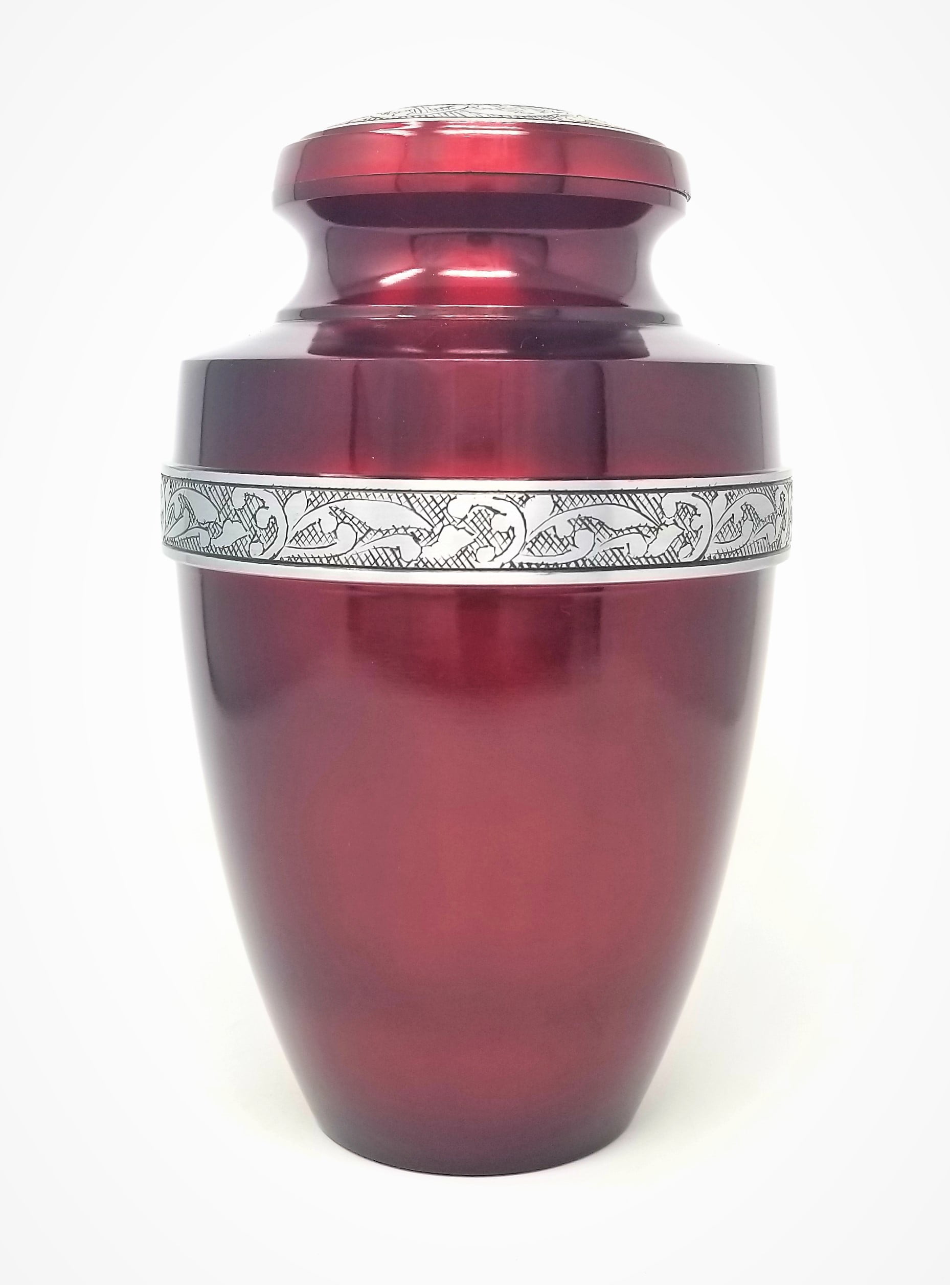 Memorials4u Deep Red Cremation Urn for Human Ashes Adult Funeral Urn Handcrafted Affordable