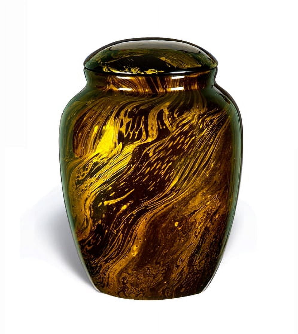 Memorials4u Fiber Glass Cremation Urn - Adult Urn - Handcrafted Light weighed Adult Funeral Urn for Ashes -Great Deal Free Velvet Bag and Ash Bag (Jaune Yellow)