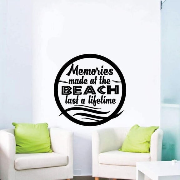 Memories Made At The Beach Last A Lifetime - Beach Life Quotes Waves Vinyl Wall Sticker Art Decal Beach Area Ocean Vibes Chill Out Design Beach House Home Decor Stickers Decoration Size (10x10 inch)