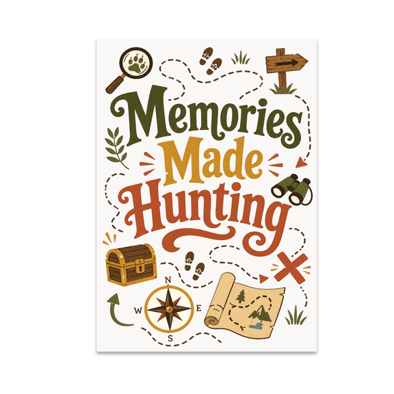 Memories Made Hunting Scavenger Hunt Map Art - Family Adventure Enthusiast - 13x19 Poster Print