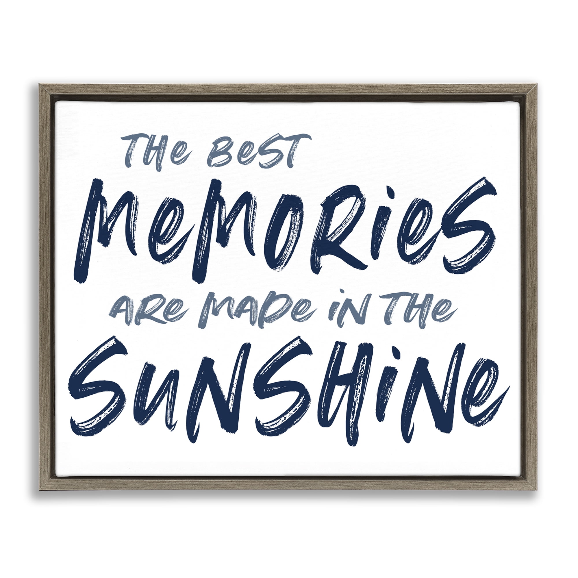 Memories Made In Sunshine Brown Framed Floater Canvas Wall Art, design by Lettered and Lined
