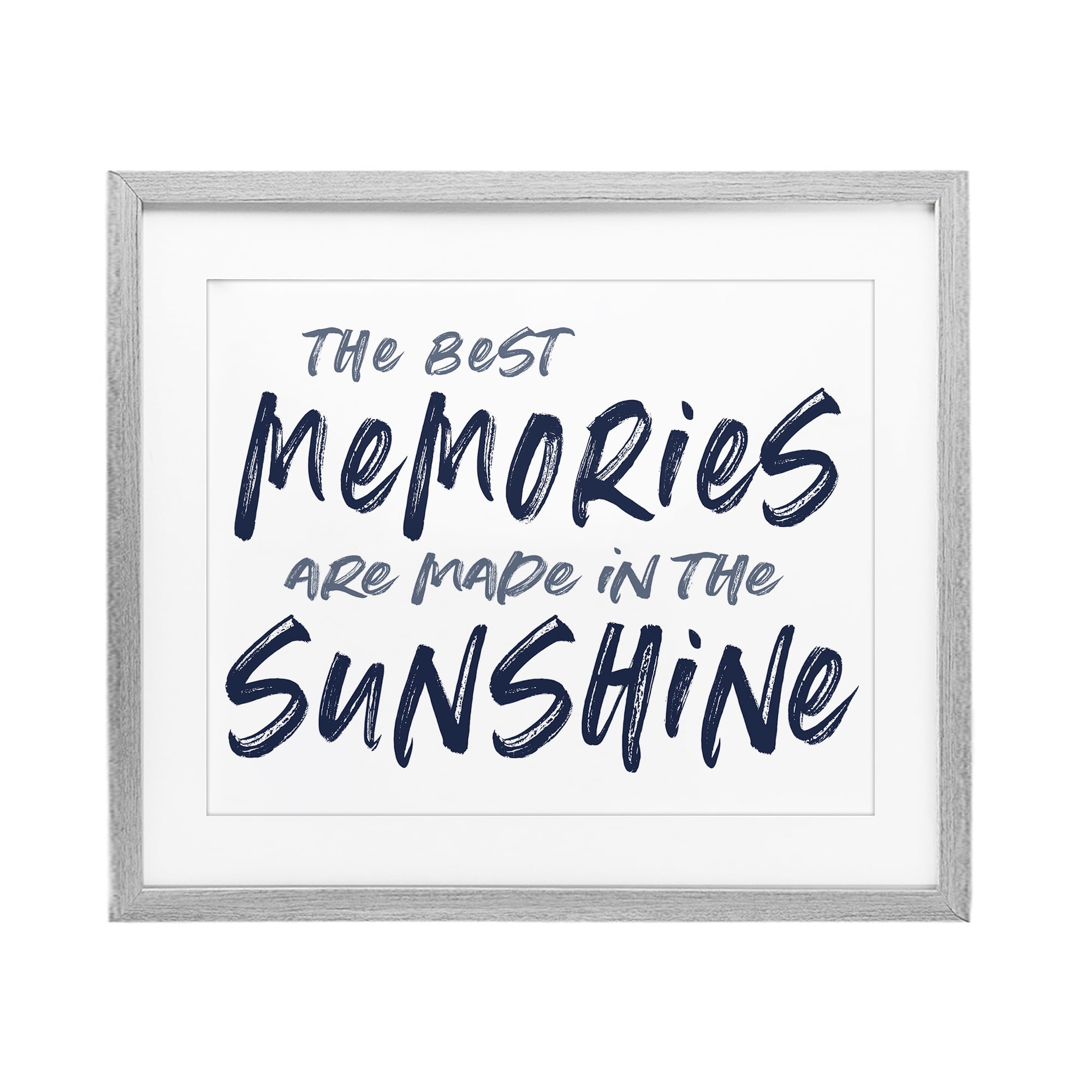 Memories Made In Sunshine Gray Framed Print Under Glass, design by Lettered and Lined