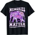thumbnail image 1 of Memories Matter Alzheimer's Awareness Purple Elephant Flower T-ShirtMen and women, Black T-shirt, size: Extra large, 1 of 4