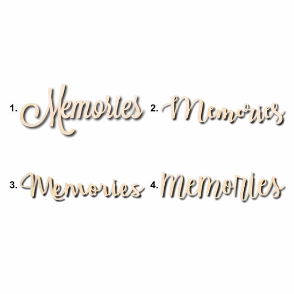 Memories Sign Unfinished Wood Cutout Home Decor DIY Option 4- 20" Wide / 1/2"