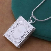 Memories Silver Book Locket Necklace