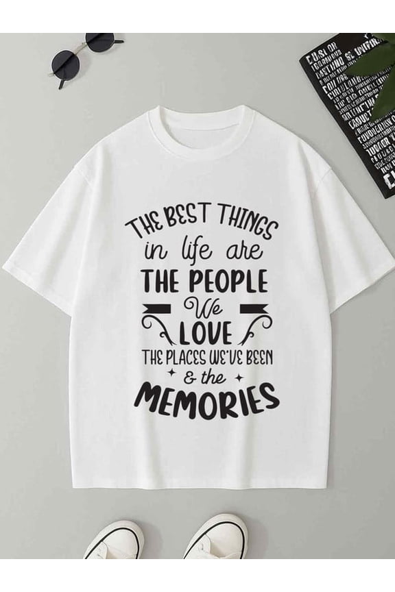 Memories T-Shirt mens 180G Cotton white Casual Unisex Shirt Crewneck tshirts Vintage Unisex Shirt Crewneck tshirts Casual Unisex Shirt Graphic tshirts Basic Un
